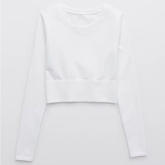 Aerie White Long Sleeve Crop Top - Picture 3 of 8